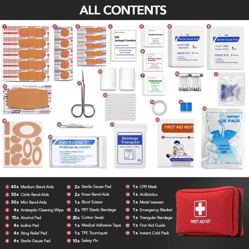 مجموعة الإسعافات الأولية الطبية الصغيرة المحمولة في حالات الطوارئ قابلة للتخصيص بالألوان