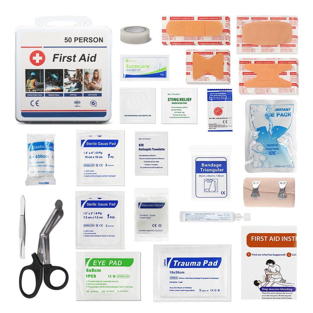 Mini caja de primeros auxilios de plástico duradera | Portátil para uso de 5/10/25/50 personas | Artículos personalizados, OEM y ODM, MOQ bajo