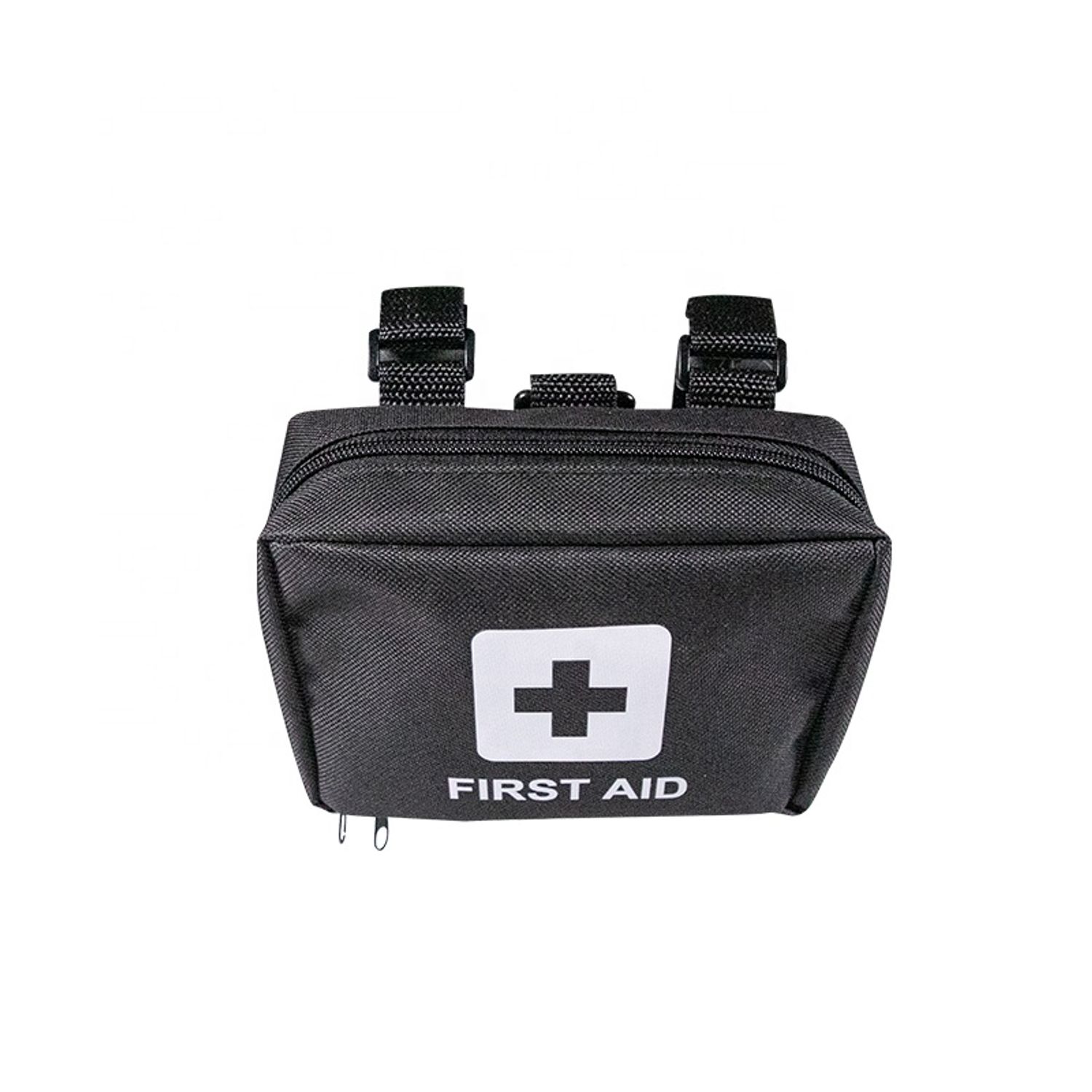 top view of Bulk Customied Logo Black First Aid Kit for Bike Riders With Belt On Back