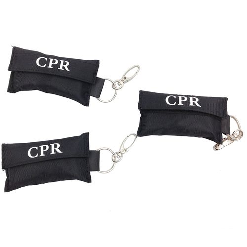 フェイスシールドと手袋付きの黒い CPR キーチェーン