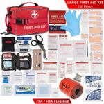 Red Waterproof Car Emergency First Aid Kit for Drivers Buckle Fixed with full 250 Pcs Supplies included