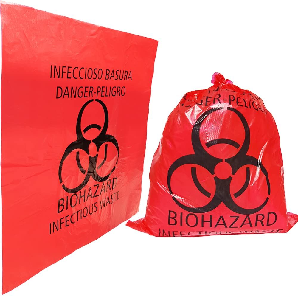 Bolsa de desechos biopeligrosos roja/amarilla, resistente a altas temperaturas y alta presión, bolsa de eliminación de residuos de PP, bolsa para desechos médicos, venta al por mayor