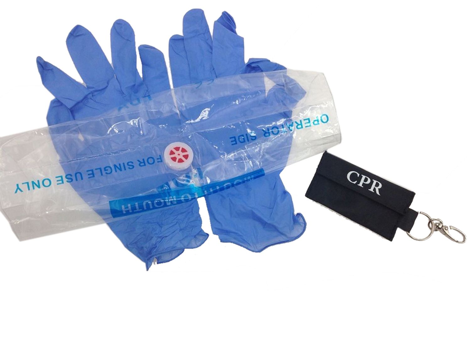 Risen Medical Bulk Black CPR Keychain with Face Shield and Gloves