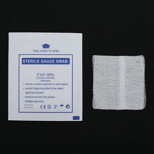 Écouvillon de gaze stérile 100 % coton, 3 types, spécifications de taille.