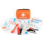 Orange first aid bag for camping hiking with 108 piece accessories