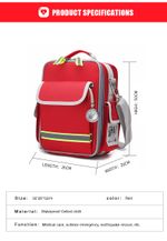 Specifications of Wholesale Red Medical Backpack Waterproof & Fire Resistant by Risen Medical