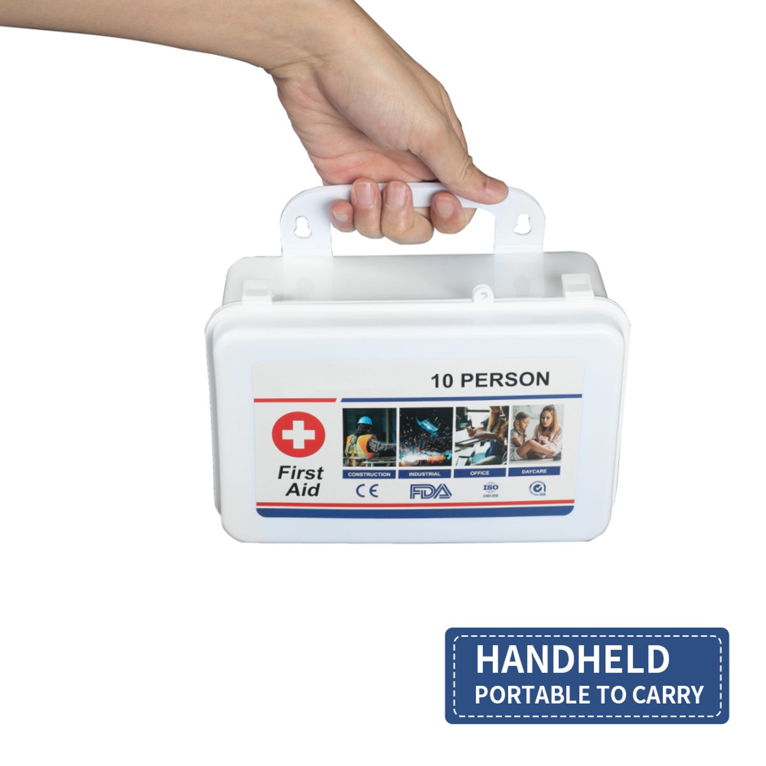 Risen Medical 50-Person Plastic First Aid Kit Box for Workplace hand-held design for carry