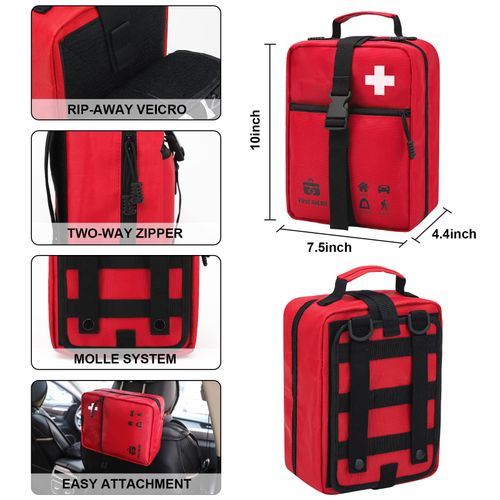 400 Piece Red Large Survival Medical First Aid Kit with Secure Seal