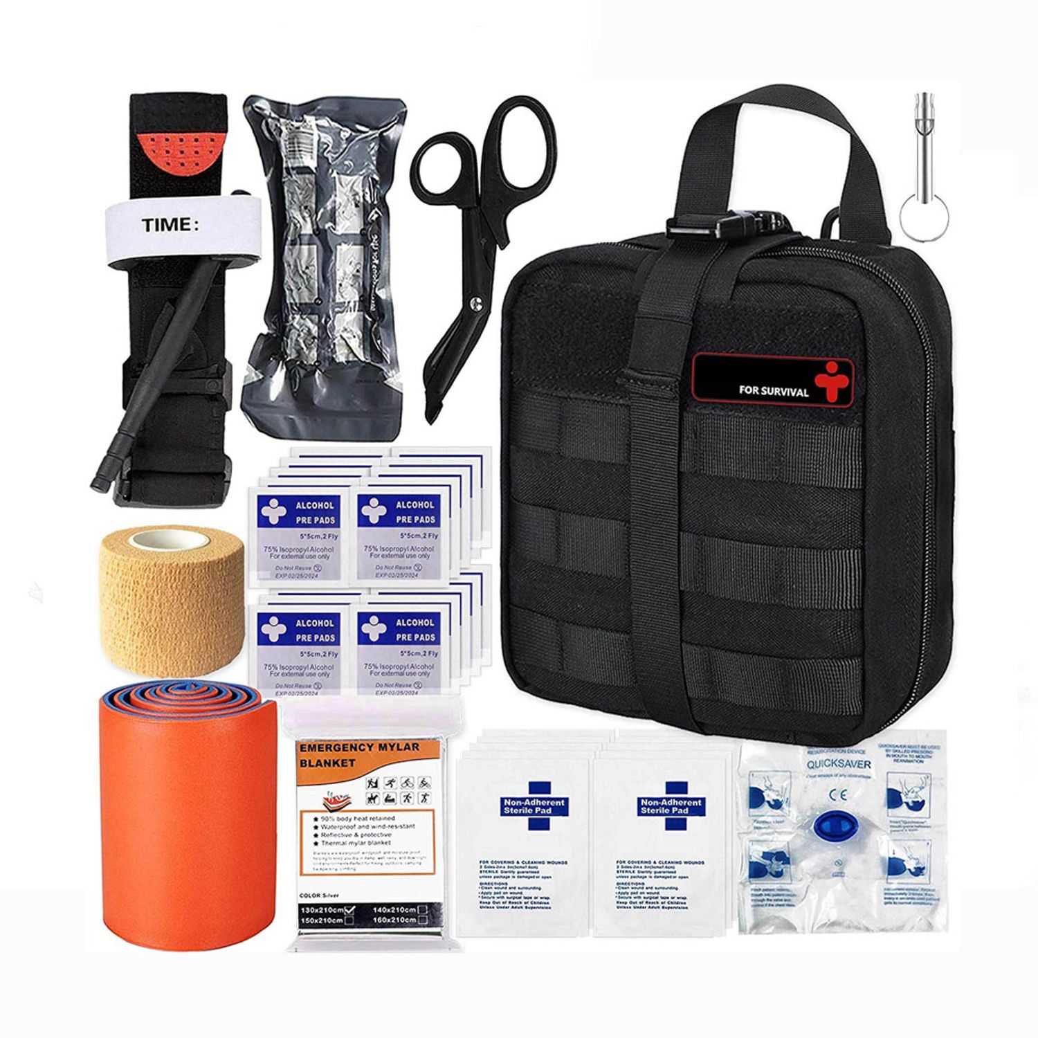 Professional-Grade Trauma First Aid Kit with Tourniquet: Durable Nylon Tactical Gear for Bleeding Control
