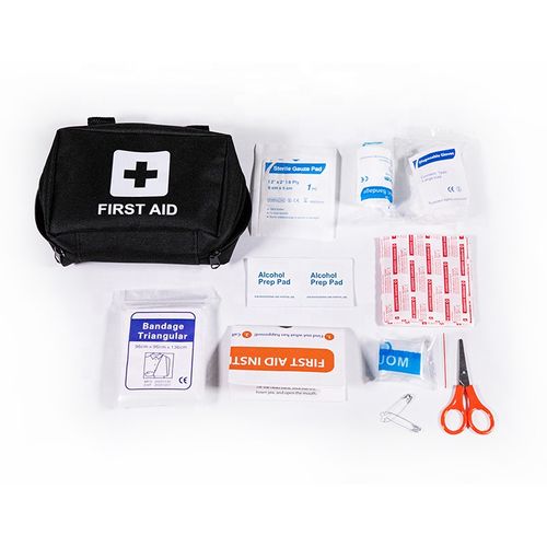 Kit de premiers secours pour vélo noir avec logo personnalisé avec ceinture au dos