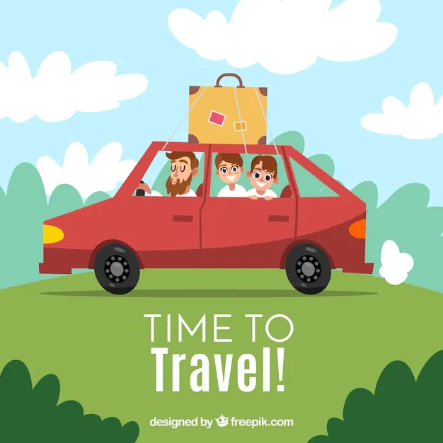 cartoon car travel