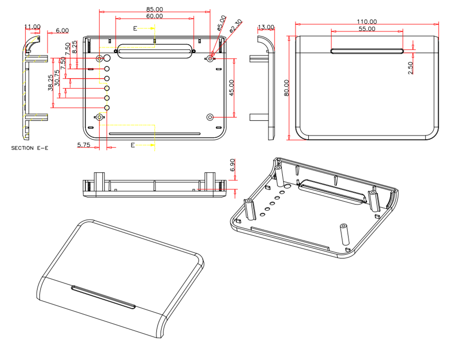 SZOMK Plastic Enclosure with Battery Compartment for 15-ft Float Sump Pump Failure Alarm mold design