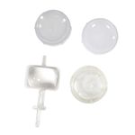 Set of clear plastic medical components, including containers and structural parts, produced via OEM injection molding, designed for precision use in medical settings