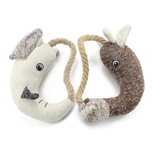 Gestrickter Nashorn-Ring, gefülltes Plüschseil, ausgefallenes Kauspielzeug für Hunde