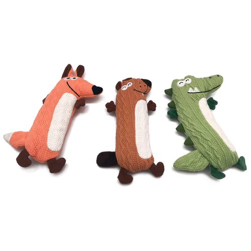 Soft Cute Flat Alligator Design Plush Stuffed Squeaky Chew Dog Toy For Outdoor Playing