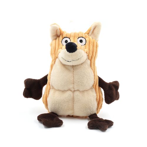 Stuffing Less Cute Strong Muscle Fox Squeaky Chew Dog Funny Toy for Puppy Dog
