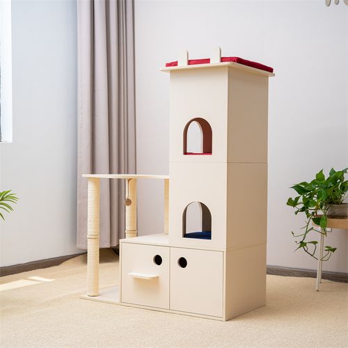 Stand House Cat Condo Multi-Level Cat Furniture Activity Center with Cat Scratching Posts