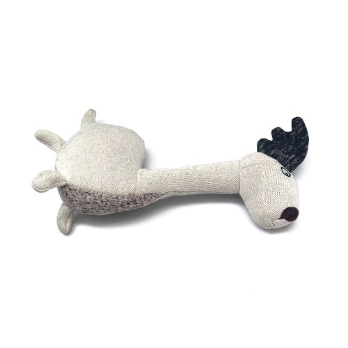 Stuffed Animals Toys White Knit Dino Design Plush Squeaky Chew Dog Toys