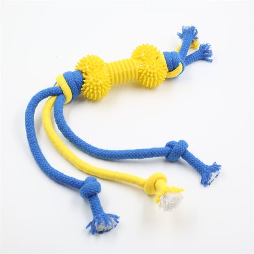 Cotton Rope With Spike TPR Bone Dog Chew Toy