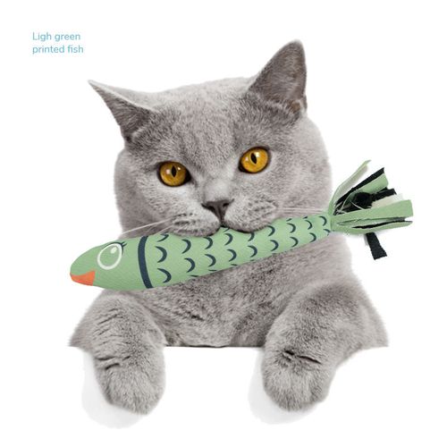 Oxford Original Printed Fish Catnip Stuffing Cat Chew Interactive Toys