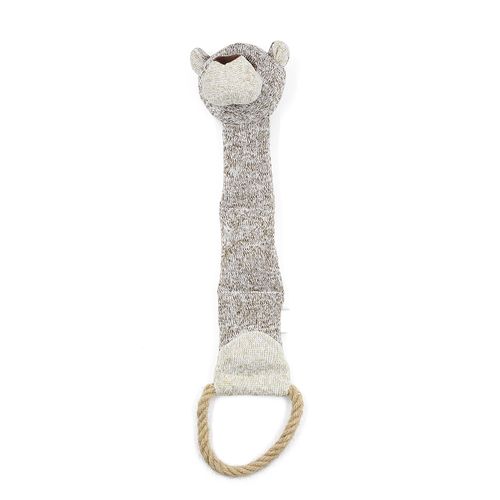Pet Toys Crinkle Film Knit Long Tiger mit Seilring, ausgestopftes Kauspielzeug für Hunde