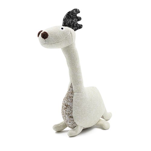 Stuffed Animals Toys White Knit Dino Design Plush Squeaky Chew Dog Toys