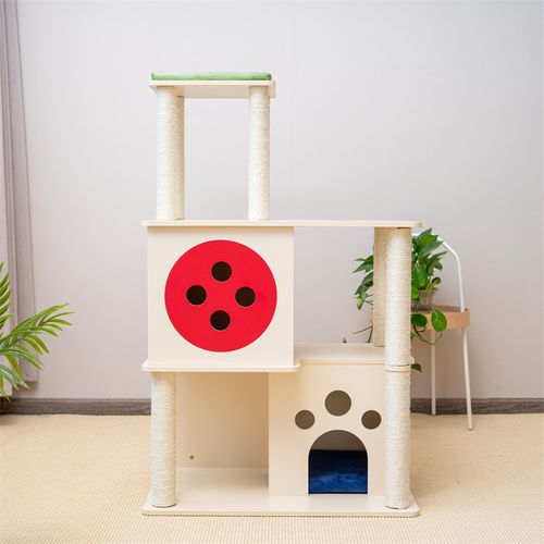 Indoor Cat Kitten Furniture Condo Activity Center Scratching Posts Multi-Level Cat Condo