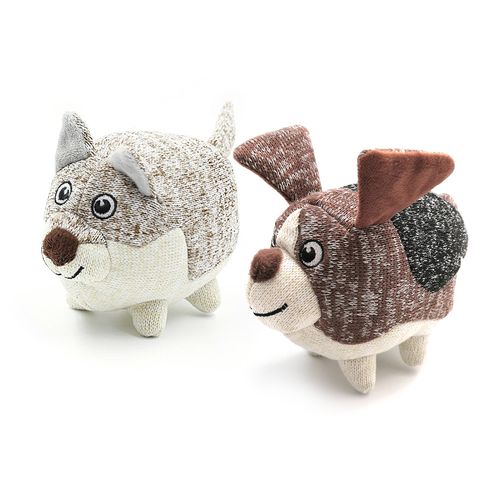 Knit Funny Animal Shape Stuffed Plush Squeaky Dog Chew Toy for Interaction
