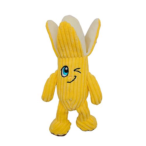 Fruit Series Cute Smile Banana Original Design Soft Plush Stuffed Squeaky Dog Toy