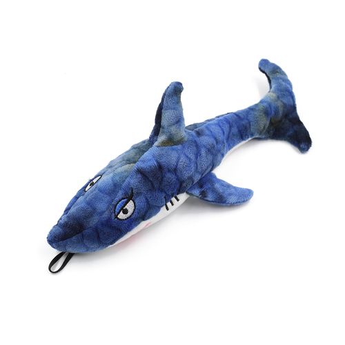 Blauer quietschender Hai, weiches Kau-Quietsch-Plüschspielzeug für Hunde