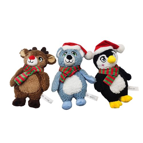 Durable Squeaky Puppy Chew Toys Bright Velvet Custom Christmas Reindeer Dog Toy