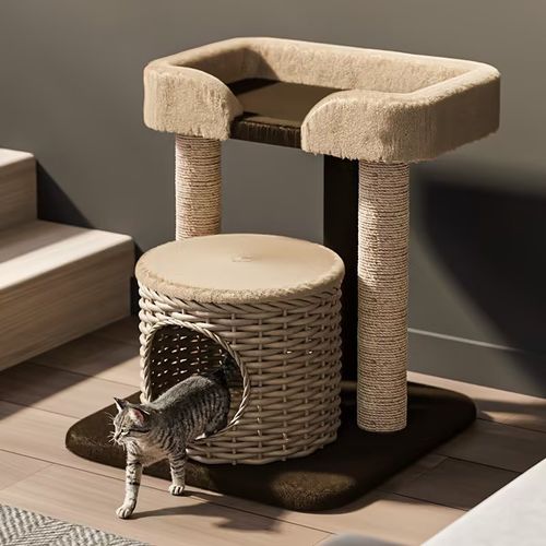 Woven Rattan Cat Nest Sisal Scratch Post Cat Climbing Frame