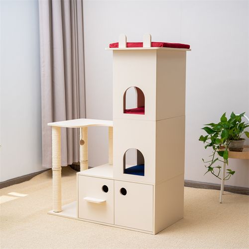 Stand House Cat Condo Multi-Level Cat Furniture Activity Center with Cat Scratching Posts