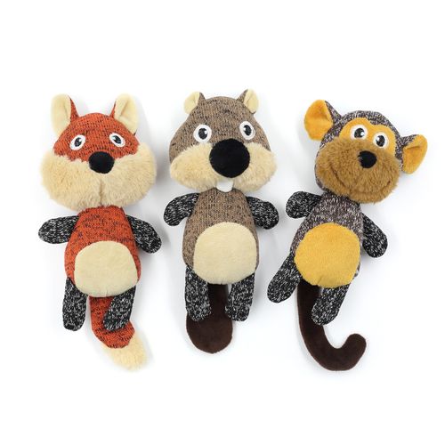 Knit Plush Stuffed Funny Fox Design Dog Squeaky Chew Toy