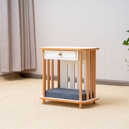 Simple fashion natural white cat furniture pet mattress wooden side table