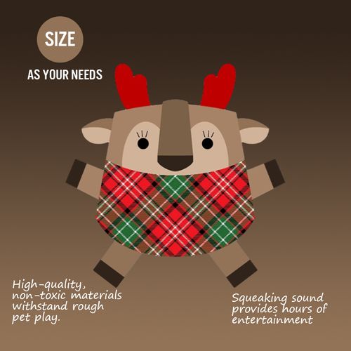 Interactive Cute Soft Deer Toy Christmas Plush Dog Squeaky Toys