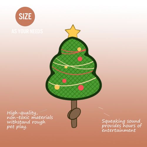 Verschenkbares Weihnachtsbaum-Welt-Feiertags-Plüsch-Haustierspielzeug. Lustiges Hunde-Kauspielzeug für Weihnachtsdesigns mit Quietscher