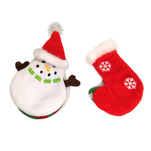 Low Price Custom Christmas Pet Items Soft Plush Crinkle Snowman Christmas Sock Catnip Cat Toy