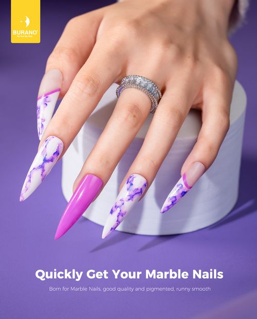 BURANO  Marble Nails Art-Purple