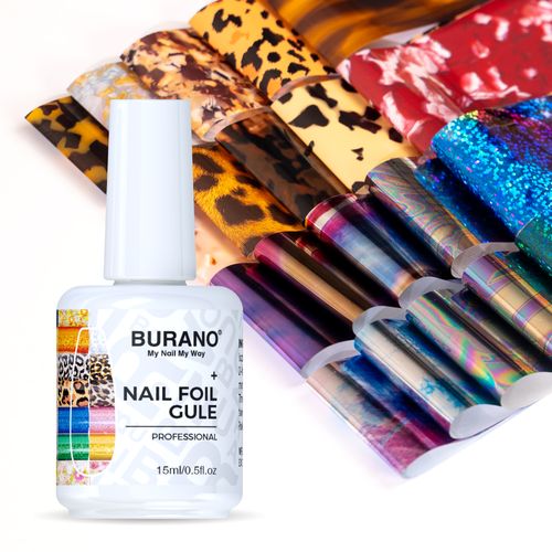 BURANO Nail Art Nail Foil Glue Gel + 20 Pcs (Marble Leopard) 05
