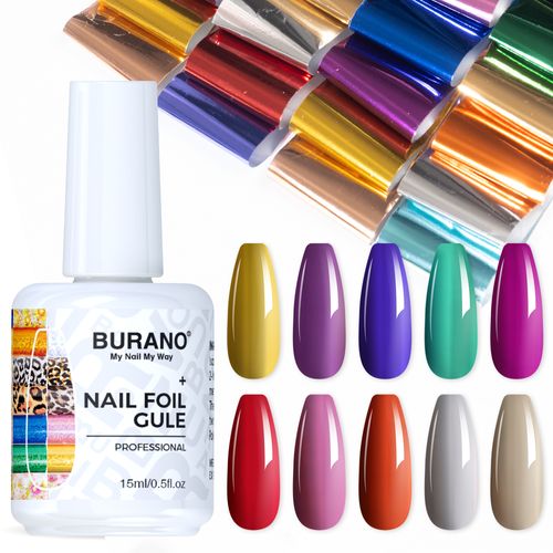 BURANO Nail Art Nail Foil Glue Gel-10PCS Pure Color 18