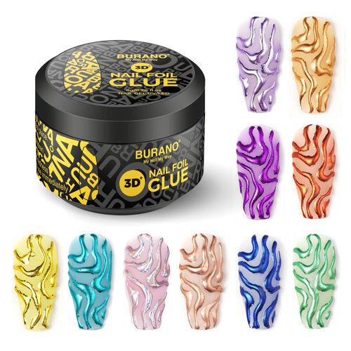 3D Nail Foil Glue Gel + 10 Pcs