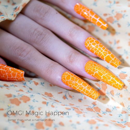 BURANO Crackle Gel Nail Polish-Orange