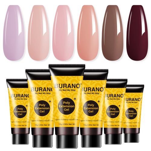 BURANO Poly Extension Gel 6 Colors Set-Nude Brown