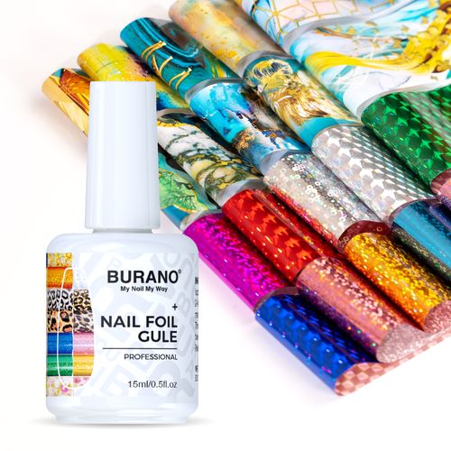BURANO Nail Art Nail Foil Glue Gel + 20 Pcs (Marble Glitter) 04