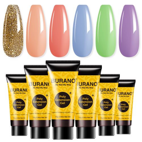 BURANO Poly Extension Gel 6 Colors Set-Colorful