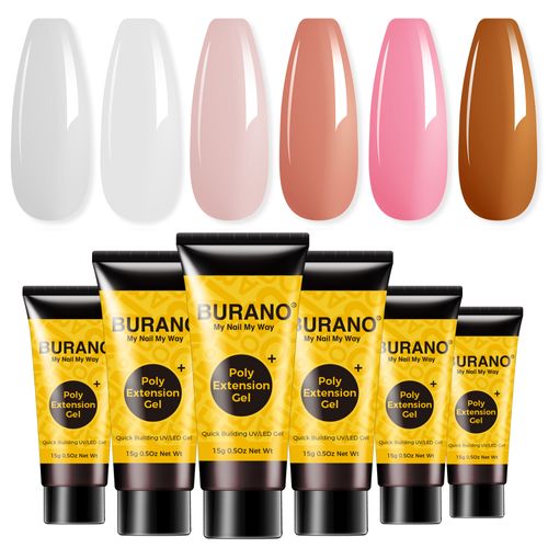BURANO Poly Extension Gel 6 Colors Set-Pink Nude