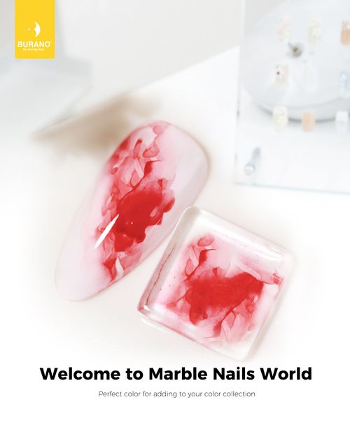 BURANO  Marble Nails Art-Red