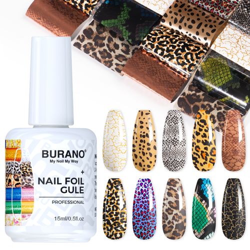 BURANO Nail Art Nail Foil Glue Gel-10PCS Animal Foil 06