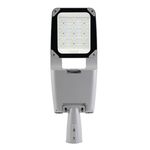 Front view of high-lumen 250W LED street light with glass lens and protective bezel